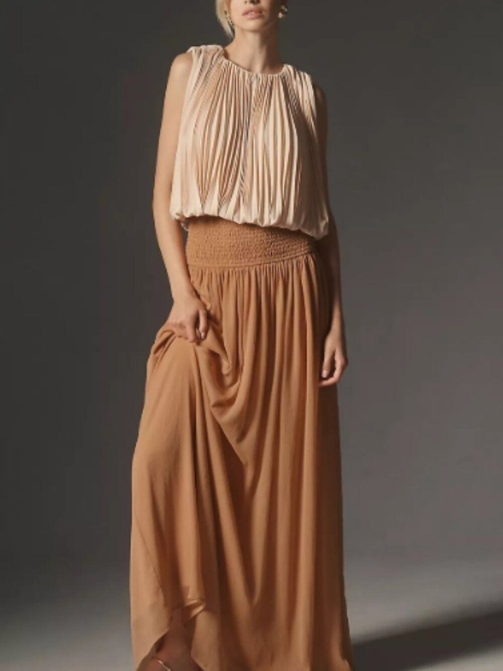 NWT By Anthropologie Smocked Sheer Maxi Skirt Size M